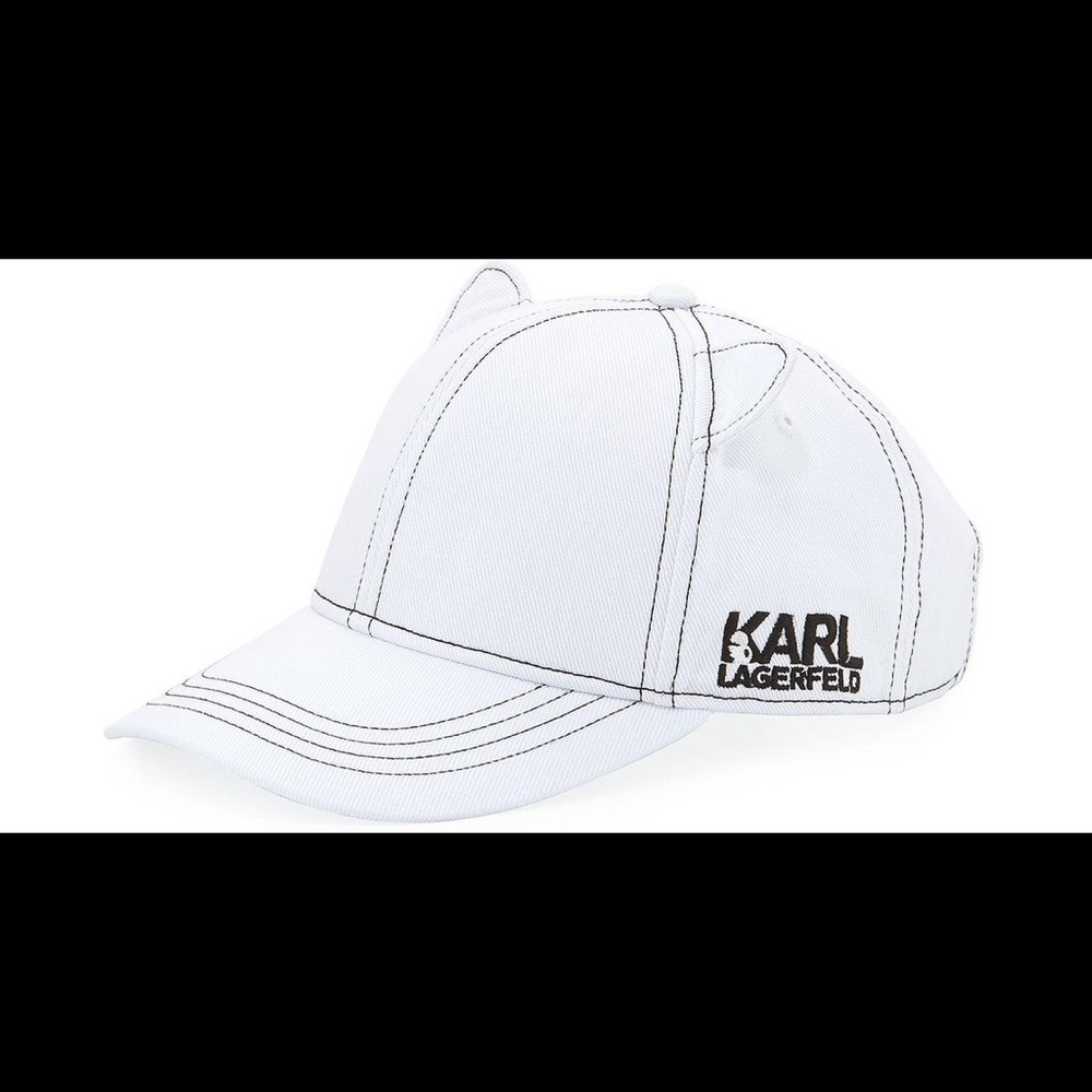 Karl Lagerfeld White Baseball Cap with Ears